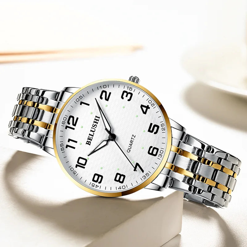 Idosos relógios amante relógios homens relógios de pulso de quartzo à prova dwaterproof água grande número grande dial casal de meia-idade relógio uthai h10
