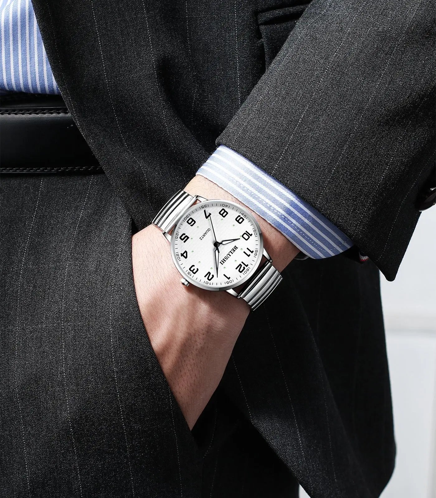 Idosos relógios amante relógios homens relógios de pulso de quartzo à prova dwaterproof água grande número grande dial casal de meia-idade relógio uthai h10
