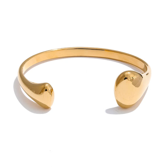 Yhpup 58mm 18K PVD banhado manguito aberto pulseira pulseira de aço inoxidável 316L textura hipoalergênica pulso joias diárias