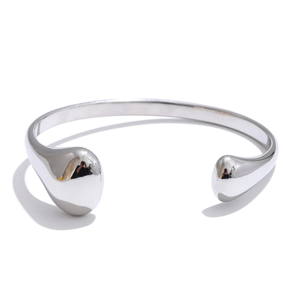 Yhpup 58mm 18K PVD banhado manguito aberto pulseira pulseira de aço inoxidável 316L textura hipoalergênica pulso joias diárias