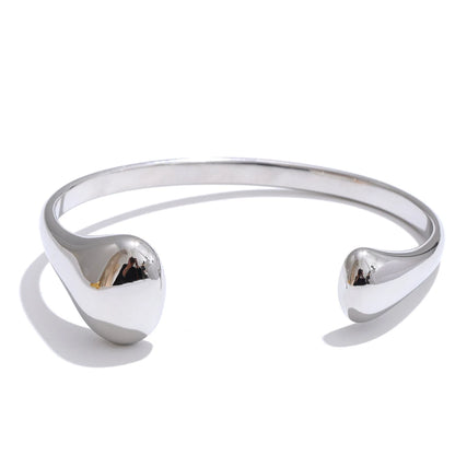 Yhpup 58mm 18K PVD banhado manguito aberto pulseira pulseira de aço inoxidável 316L textura hipoalergênica pulso joias diárias