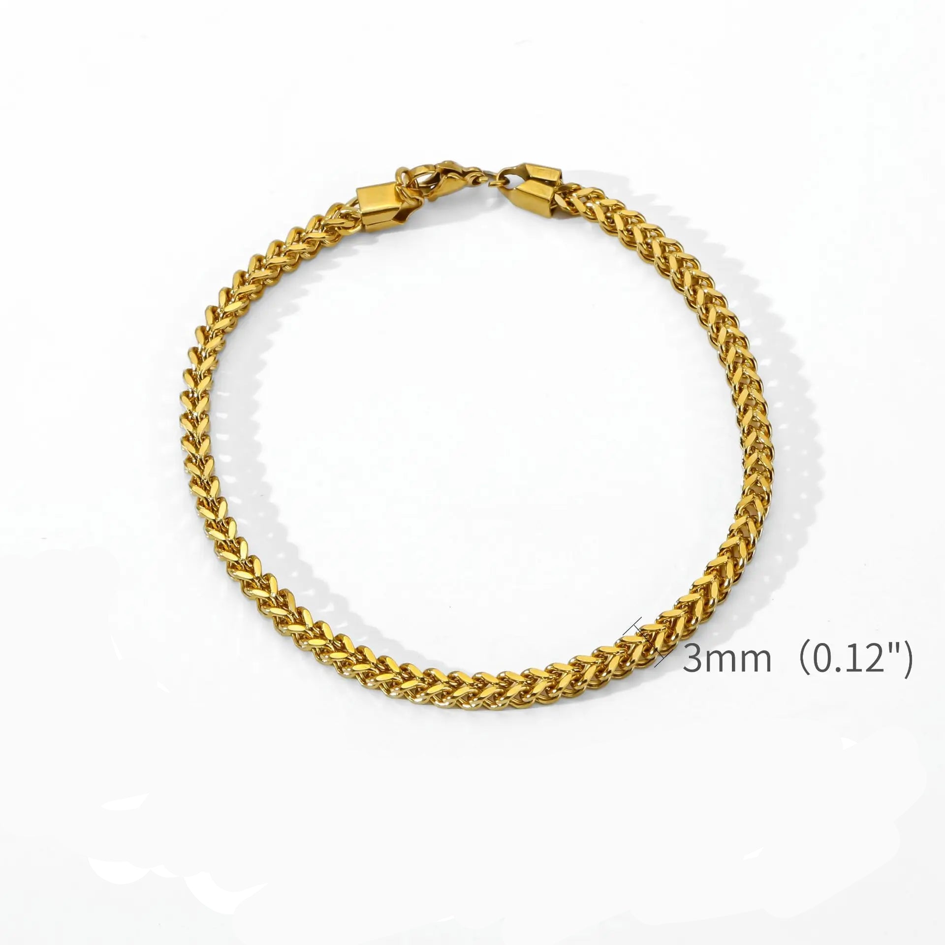 3mm de aço inoxidável geométrico quadrado cubano pulseira simples masculino pulseira na moda jóias para acessórios femininos