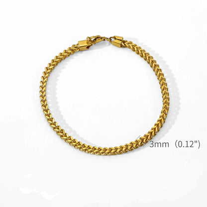 3mm de aço inoxidável geométrico quadrado cubano pulseira simples masculino pulseira na moda jóias para acessórios femininos