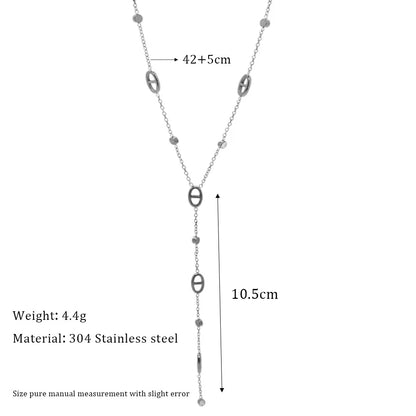 Keen on Colar Y Corrente Não Desvanecendo Francês Requintado Feminino Clavícula Corrente Porco Nariz Borla Titânio Aço Francês Clássico