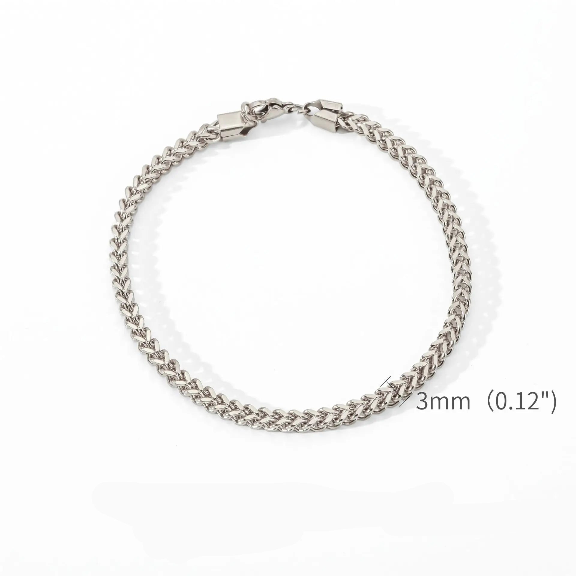 3mm de aço inoxidável geométrico quadrado cubano pulseira simples masculino pulseira na moda jóias para acessórios femininos