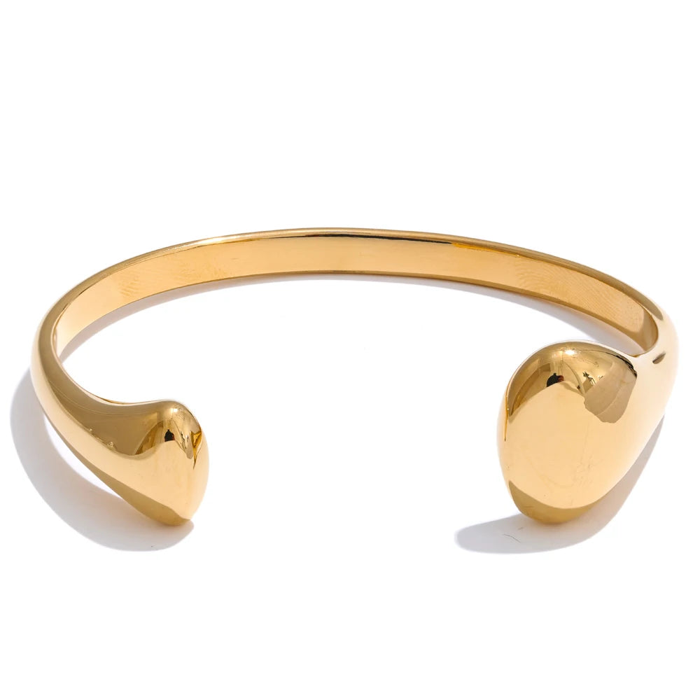 Yhpup 58mm 18K PVD banhado manguito aberto pulseira pulseira de aço inoxidável 316L textura hipoalergênica pulso joias diárias